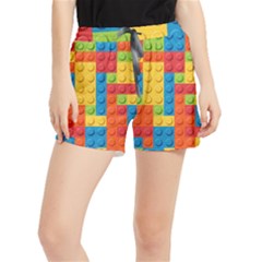 Lego Bricks, Colorful Dots Background Women s Runner Shorts by kyorashop23