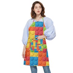 Lego Bricks, Colorful Dots Background Pocket Apron by kyorashop23