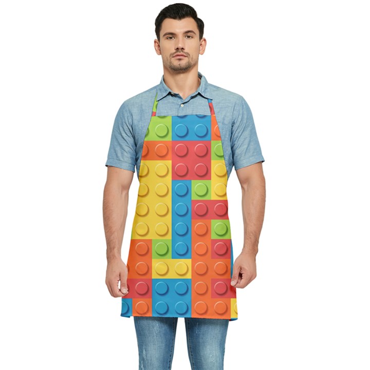 Lego Bricks, Colorful Dots Background Kitchen Apron