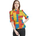 Lego Bricks, Colorful Dots Background Frill Neck Blouse View1