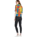 Lego Bricks, Colorful Dots Background Frill Neck Blouse View2