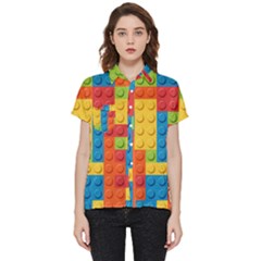 Lego Bricks, Colorful Dots Background Short Sleeve Pocket Shirt by kyorashop23