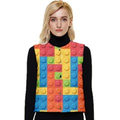 Lego Bricks, Colorful Dots Background Women s Button Up Puffer Vest