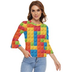 Lego Bricks, Colorful Dots Background Bell Sleeve Top