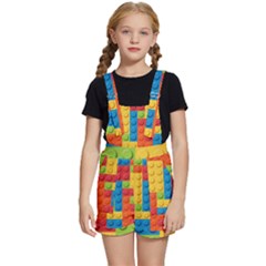 Lego Bricks, Colorful Dots Background Kids  Short Overalls by kyorashop23