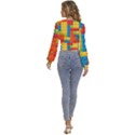 Lego Bricks, Colorful Dots Background Long Sleeve Deep-V Velour Top View4