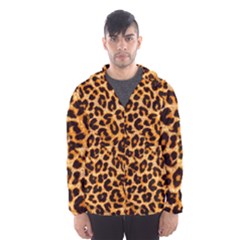 Leopard Skin Texture Macro, Brown Men s Hooded Windbreaker