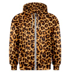 Leopard Skin Texture Macro, Brown Men s Zipper Hoodie