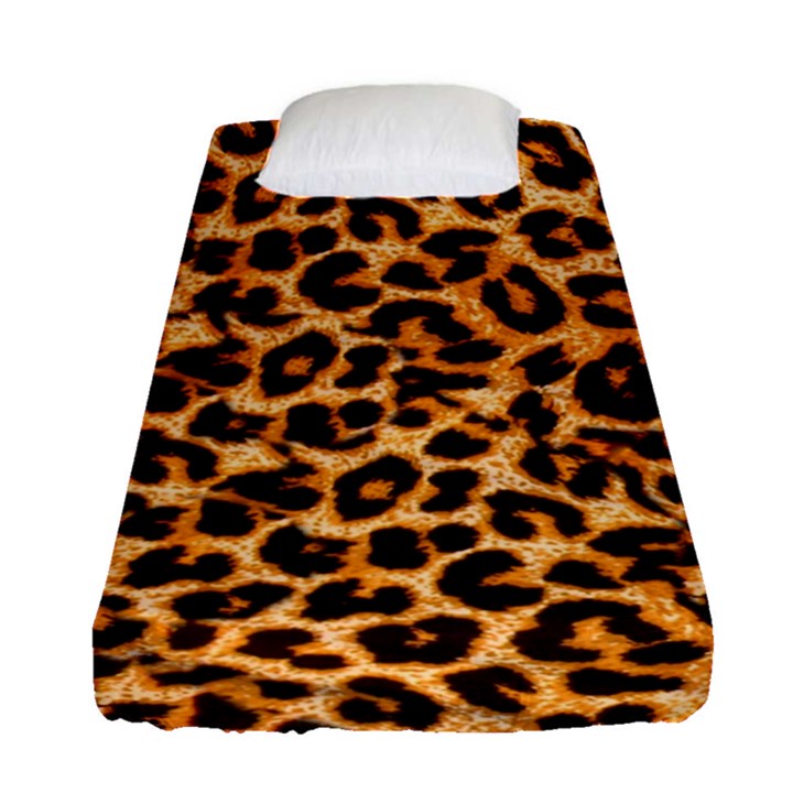 Leopard Skin Texture Macro, Brown Fitted Sheet (Single Size)