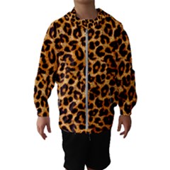 Leopard Skin Texture Macro, Brown Kids  Hooded Windbreaker