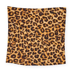 Leopard Skin Texture Macro, Brown Square Tapestry (large)