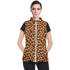 Leopard Skin Texture Macro, Brown Women s Puffer Vest