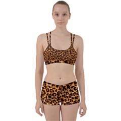 Leopard Skin Texture Macro, Brown Perfect Fit Gym Set by kyorashop23