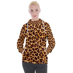 Leopard Skin Texture Macro, Brown Women s Hooded Pullover