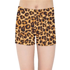 Leopard Skin Texture Macro, Brown Kids  Sports Shorts by kyorashop23