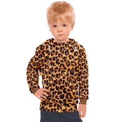 Leopard Skin Texture Macro, Brown Kids  Hooded Pullover by kyorashop23