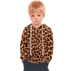 Leopard Skin Texture Macro, Brown Kids  Overhead Hoodie