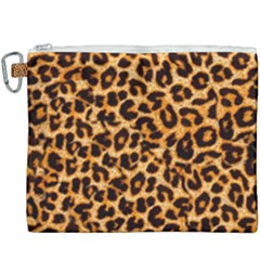 Leopard Skin Texture Macro, Brown Canvas Cosmetic Bag (xxxl) by kyorashop23