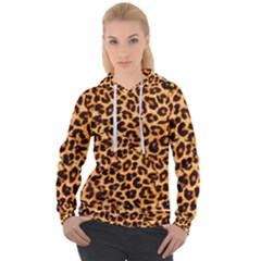 Leopard Skin Texture Macro, Brown Women s Overhead Hoodie