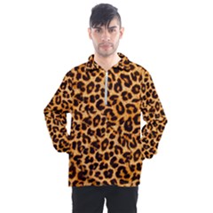 Leopard Skin Texture Macro, Brown Men s Half Zip Pullover