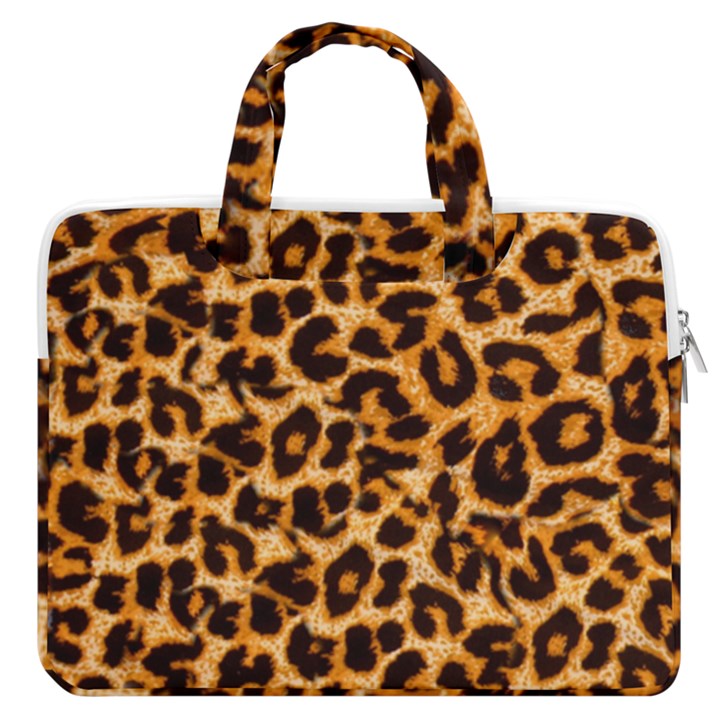 Leopard Skin Texture Macro, Brown MacBook Pro 13  Double Pocket Laptop Bag