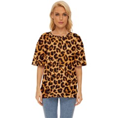 Leopard Skin Texture Macro, Brown Oversized Basic T-shirt by kyorashop23