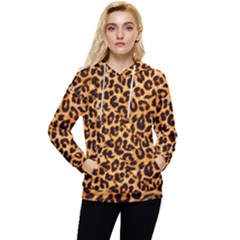 Leopard Skin Texture Macro, Brown Women s Lightweight Drawstring Hoodie