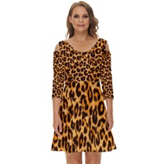 Leopard Skin Texture Macro, Brown Shoulder Cut Out Zip Up Dress