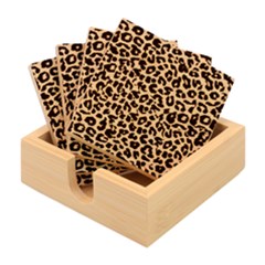 Leopard Skin Texture Macro, Brown Bamboo Coaster Set by kyorashop23