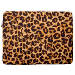 Leopard Skin Texture Macro, Brown 17  Vertical Laptop Sleeve Case With Pocket