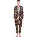 Leopard Skin Texture, Macro, Brown Hooded Jumpsuit (Ladies) View1