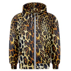 Leopard Skin Texture, Macro, Brown Men s Zipper Hoodie