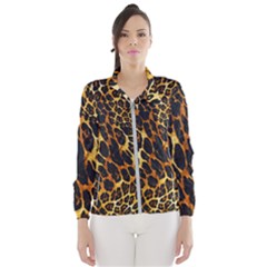 Leopard Skin Texture, Macro, Brown Women s Windbreaker