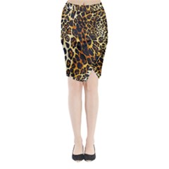 Leopard Skin Texture, Macro, Brown Midi Wrap Pencil Skirt by kyorashop23