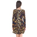 Leopard Skin Texture, Macro, Brown Long Sleeve V-neck Flare Dress View2