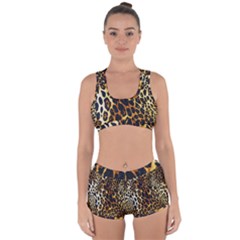 Leopard Skin Texture, Macro, Brown Racerback Boyleg Bikini Set by kyorashop23