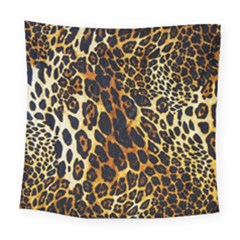 Leopard Skin Texture, Macro, Brown Square Tapestry (large)