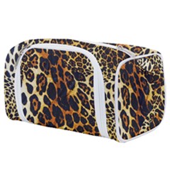 Leopard Skin Texture, Macro, Brown Toiletries Pouch by kyorashop23