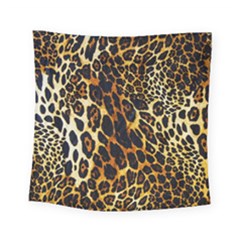 Leopard Skin Texture, Macro, Brown Square Tapestry (small)