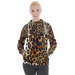 Leopard Skin Texture, Macro, Brown Women s Hooded Pullover