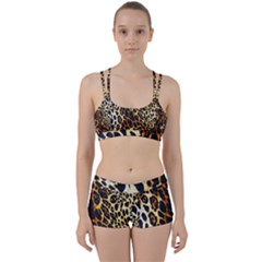 Leopard Skin Texture, Macro, Brown Perfect Fit Gym Set by kyorashop23