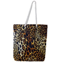 Leopard Skin Texture, Macro, Brown Full Print Rope Handle Tote (large) by kyorashop23