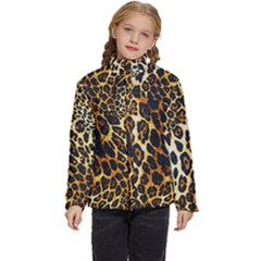 Leopard Skin Texture, Macro, Brown Kids  Puffer Bubble Jacket Coat by kyorashop23