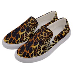 Leopard Skin Texture, Macro, Brown Men s Canvas Slip Ons by kyorashop23