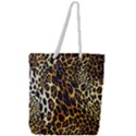 Leopard Skin Texture, Macro, Brown Full Print Rope Handle Tote (Large) View1