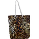 Leopard Skin Texture, Macro, Brown Full Print Rope Handle Tote (Large) View2