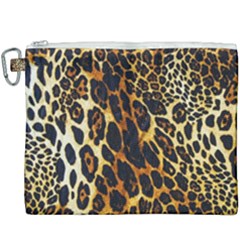 Leopard Skin Texture, Macro, Brown Canvas Cosmetic Bag (xxxl) by kyorashop23