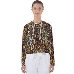 Leopard Skin Texture, Macro, Brown Women s Slouchy Sweat