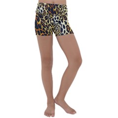 Leopard Skin Texture, Macro, Brown Kids  Lightweight Velour Yoga Shorts by kyorashop23