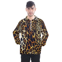 Leopard Skin Texture, Macro, Brown Men s Half Zip Pullover